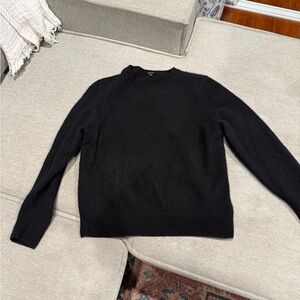 Quince Black Mongolian Cashmere Crewneck Sweater